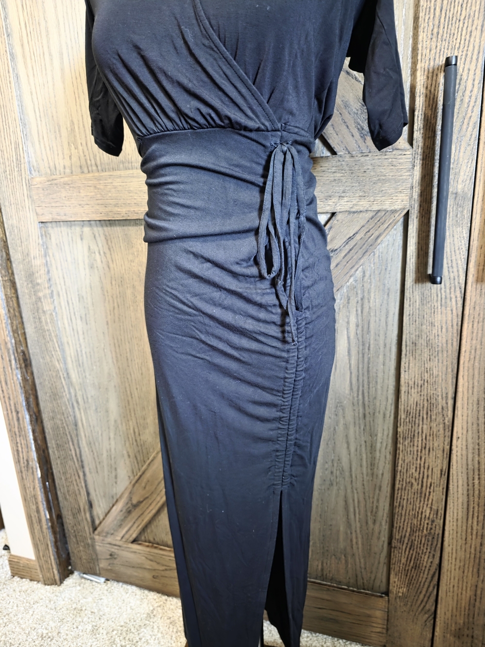 Veronica Beard Black Wrap Maxi Dress with Side Tie - Picture 3 of 4
